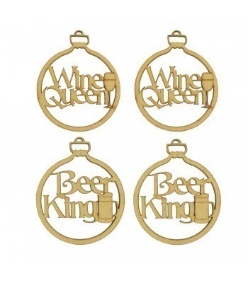Laser Cut Pack of 4 Themed Baubles - Beer and Wine
